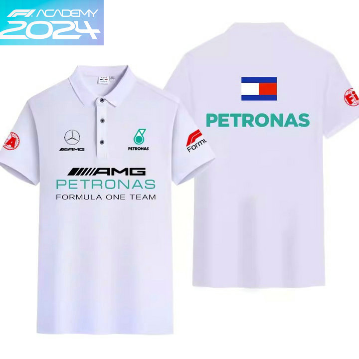 2024 Polo Mercedes Petronas Tommy Manche Courte Coton Couleur Unie